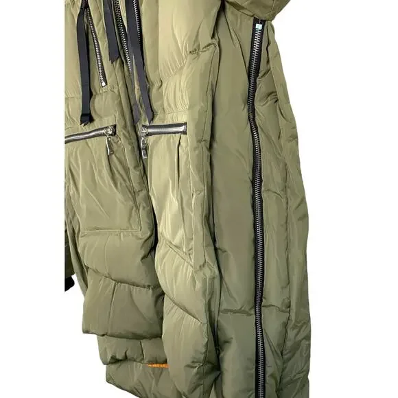 OROLAY Women's XS Thickened Down  Hooded Coat Army Green Orange Lining - Picture 8 of 13